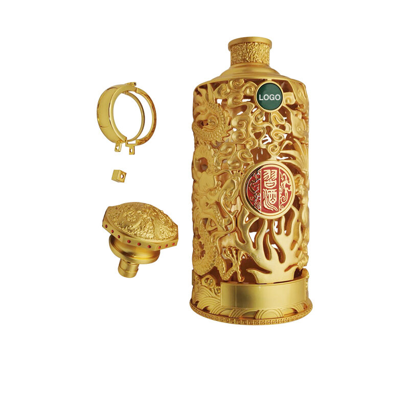 China Manufacturer Custom Made Die Casting Wine Bottle Engraved Liquor Bottle