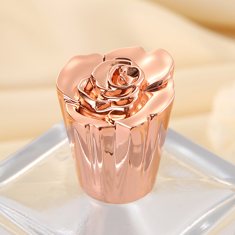 Zamak Zinc Alloy Metal Rose Gold Blossom Shaped Perfume Bottle Caps China Manufacturer